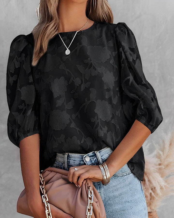 Variant image for Weiße Bluse Damen 3/4-Ärmel Chiffon Elegant für Festliche Anlässe-21