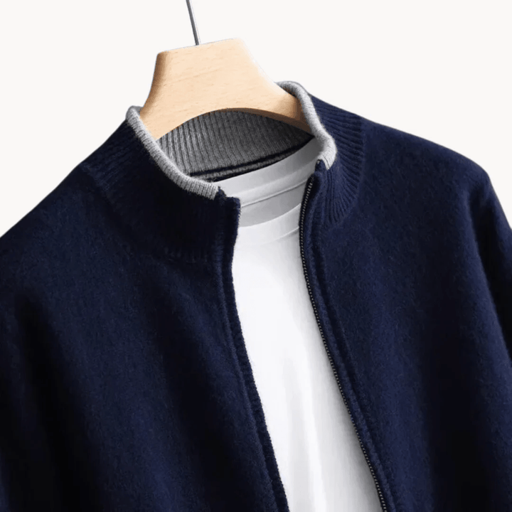 Variant image for Herren Strickjacke Grau Merinowolle mit Reißverschluss, Regular Fit Cardigan aus 100% Merinowolle-13