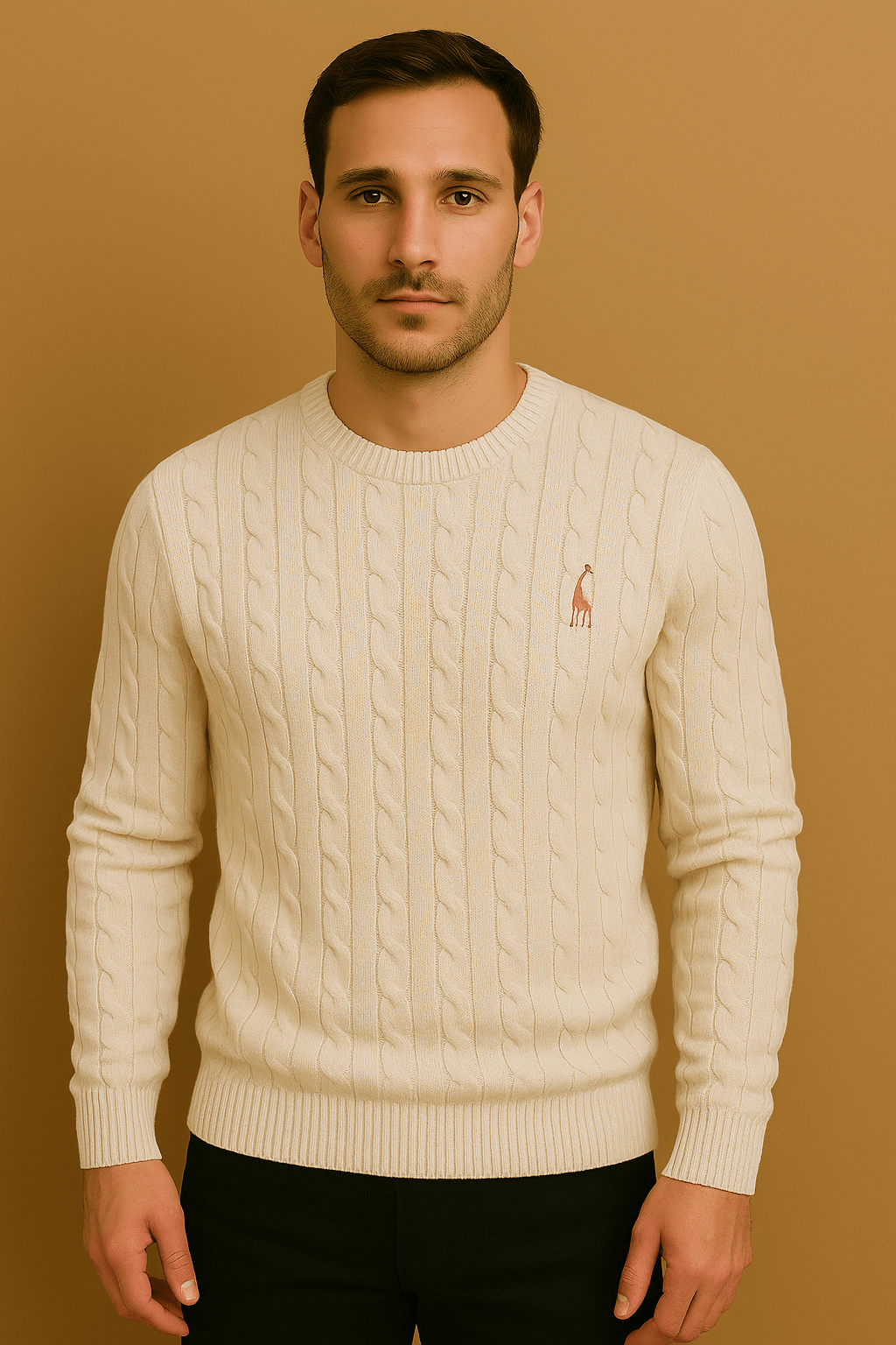 Herrenpullover Baumwolle Zopfmuster Perfekte Passform