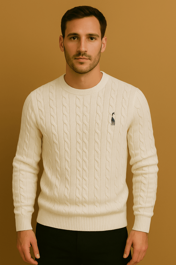 Herrenpullover Baumwolle Zopfmuster Perfekte Passform