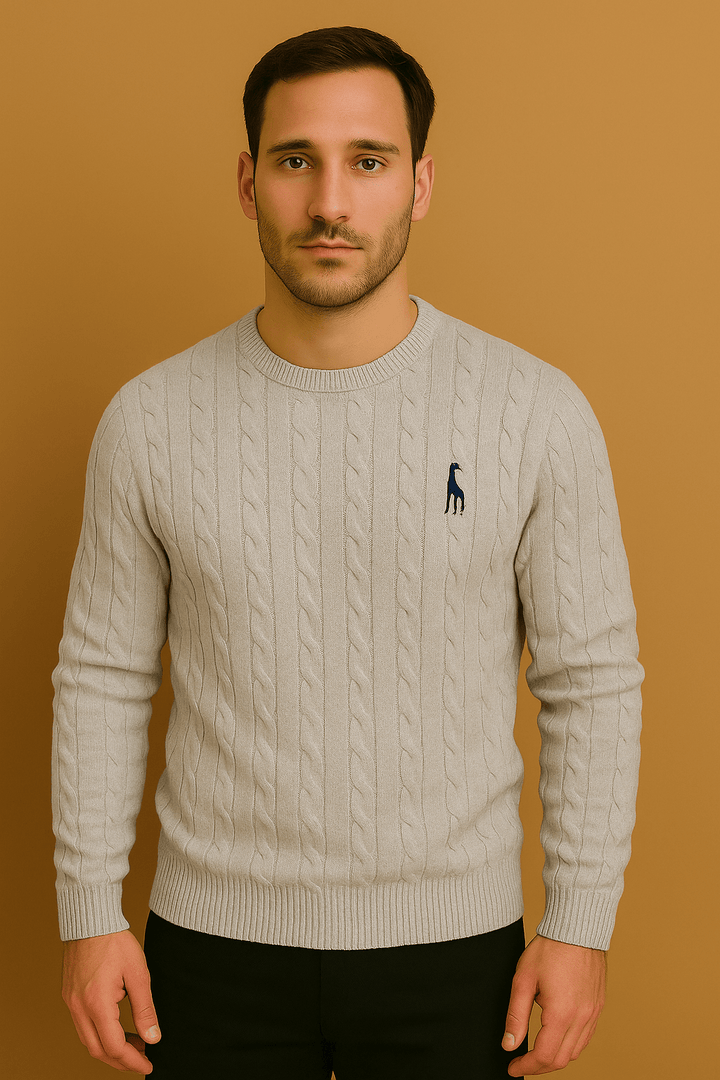 Herrenpullover Baumwolle Zopfmuster Perfekte Passform