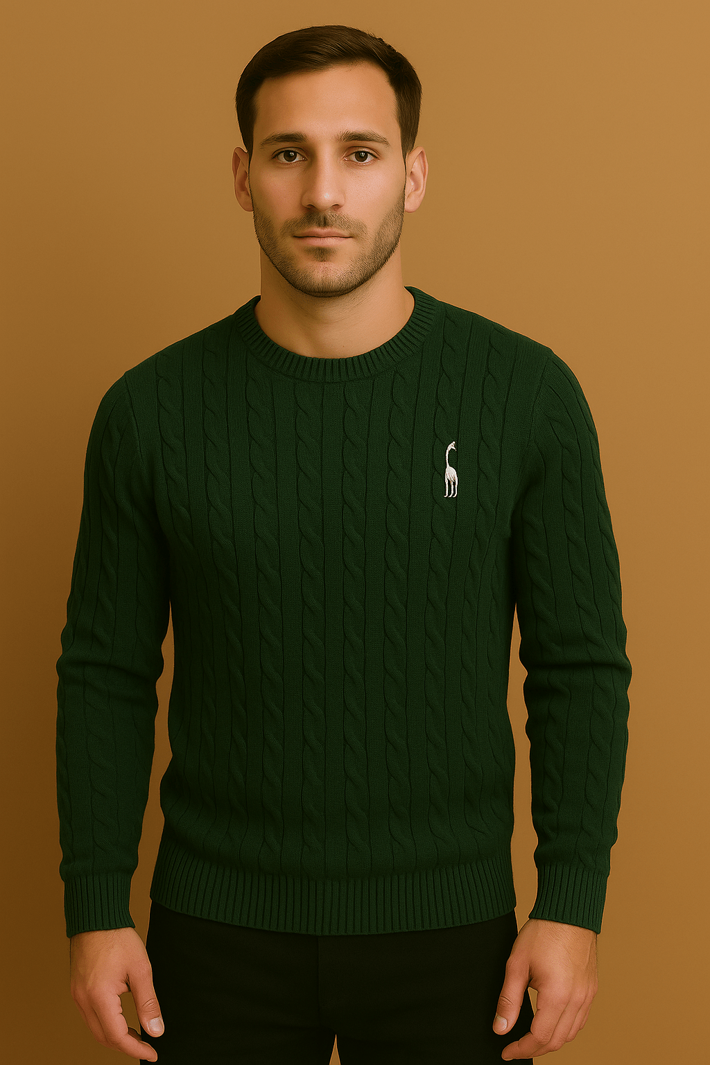 Herrenpullover Baumwolle Zopfmuster Perfekte Passform
