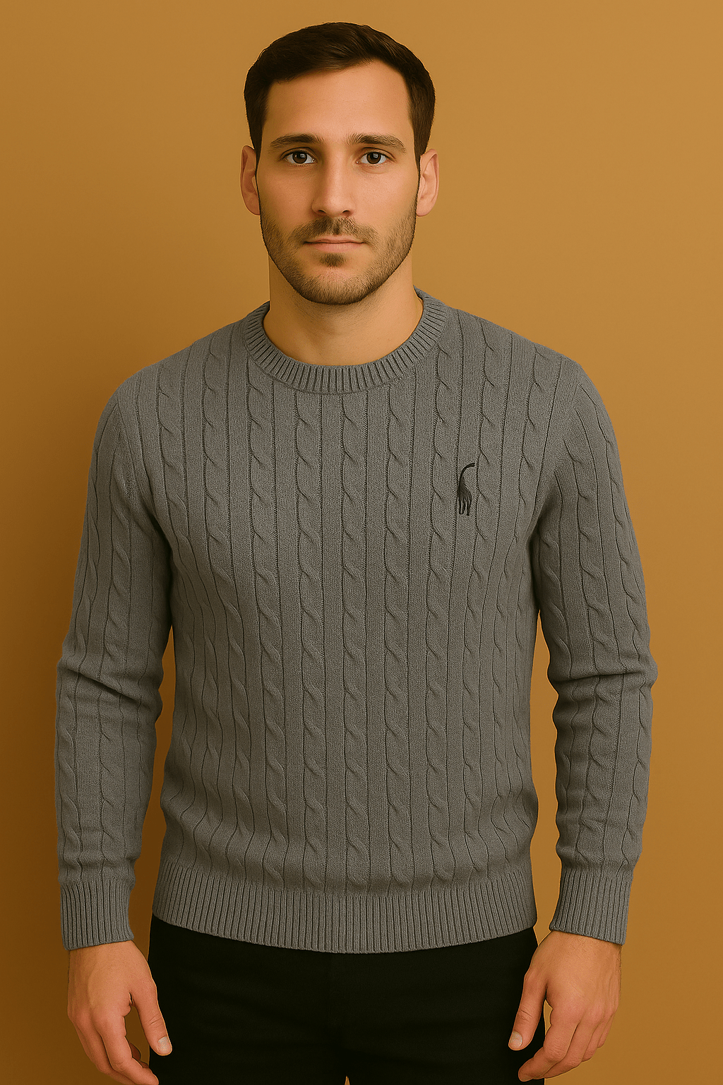 Herrenpullover Baumwolle Zopfmuster Perfekte Passform