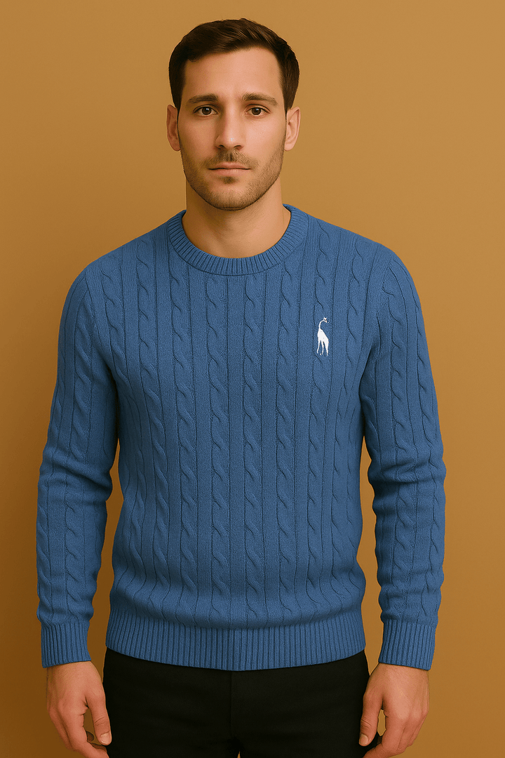 Herrenpullover Baumwolle Zopfmuster Perfekte Passform