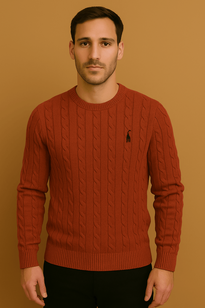 Herrenpullover Baumwolle Zopfmuster Perfekte Passform